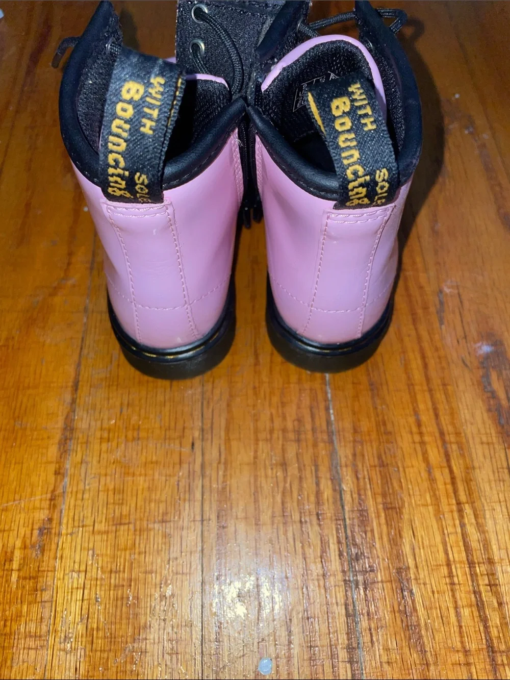 Dr. Martens Kids Pink Gloss Combat Boots